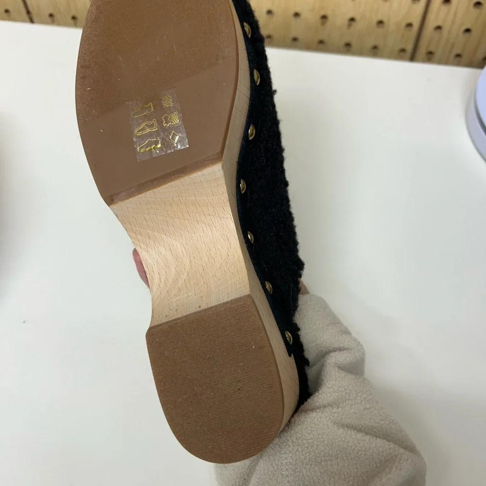 J.Crew Sherpa Black Clogs